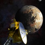 Rappresentazione artisitica di New Horizons e Plutone. Crediti: NASA/JHU APL/SwRI/Steve Gribben