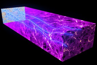 Effetto di lensing gravitazionale sulla radiazione di fondo cosmico a microonde. Crediti: ESA and the Planck Collaboration; C. Carreau